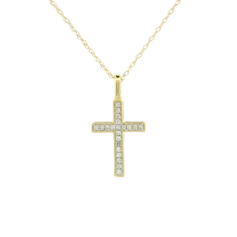 14k Gold Small Cross Charm Necklace