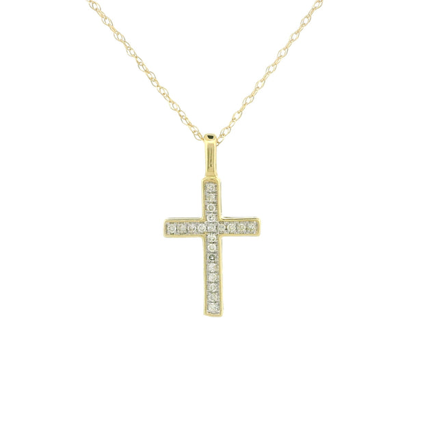 14k Gold Small Cross Charm Necklace