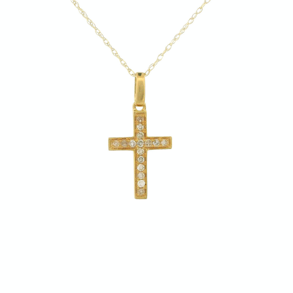 14k Gold Small Cross Charm Necklace