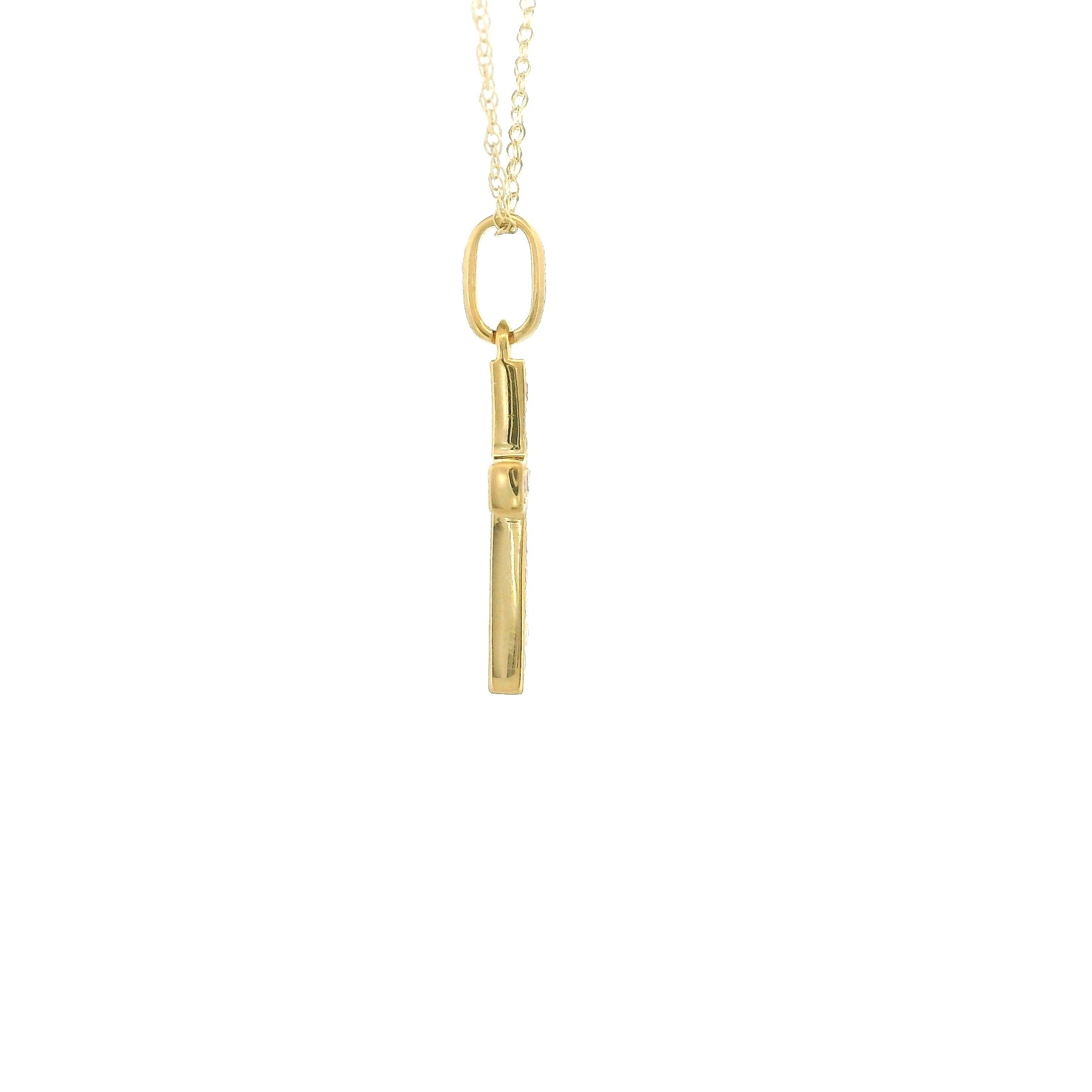 14k Gold Small Cross Charm Necklace