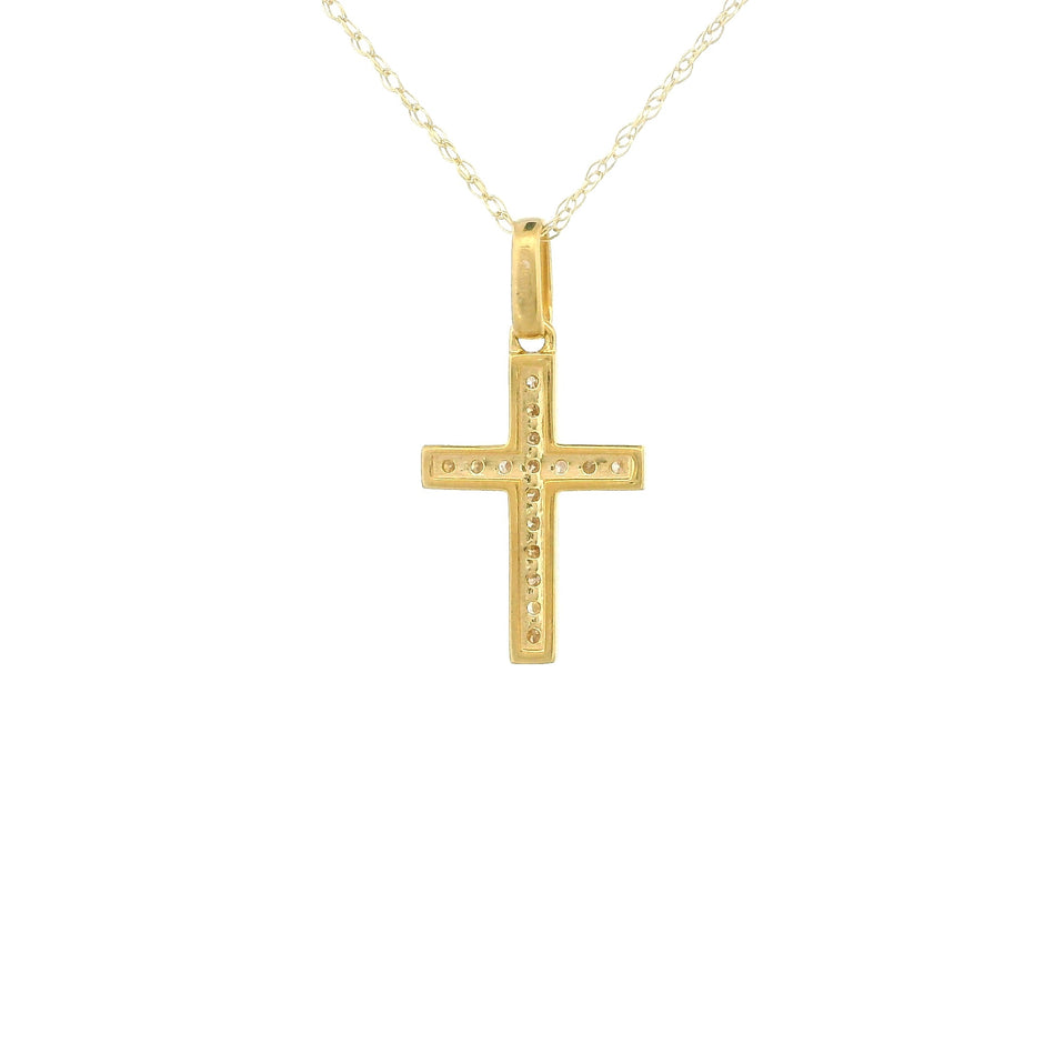 14k Gold Small Cross Charm Necklace