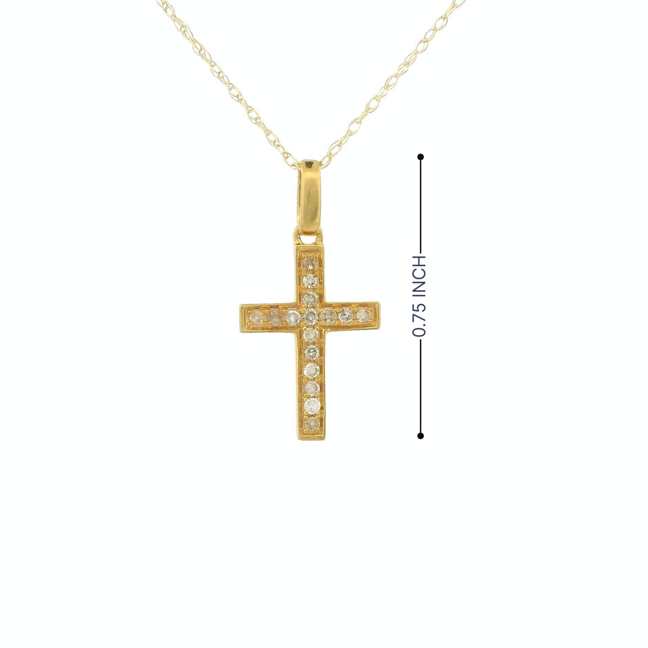 14k Gold Small Cross Charm Necklace