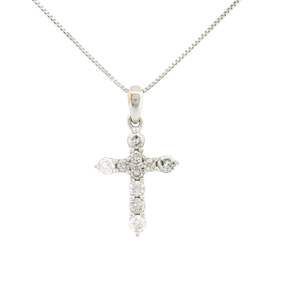 14k Gold Cross Diamond Necklace