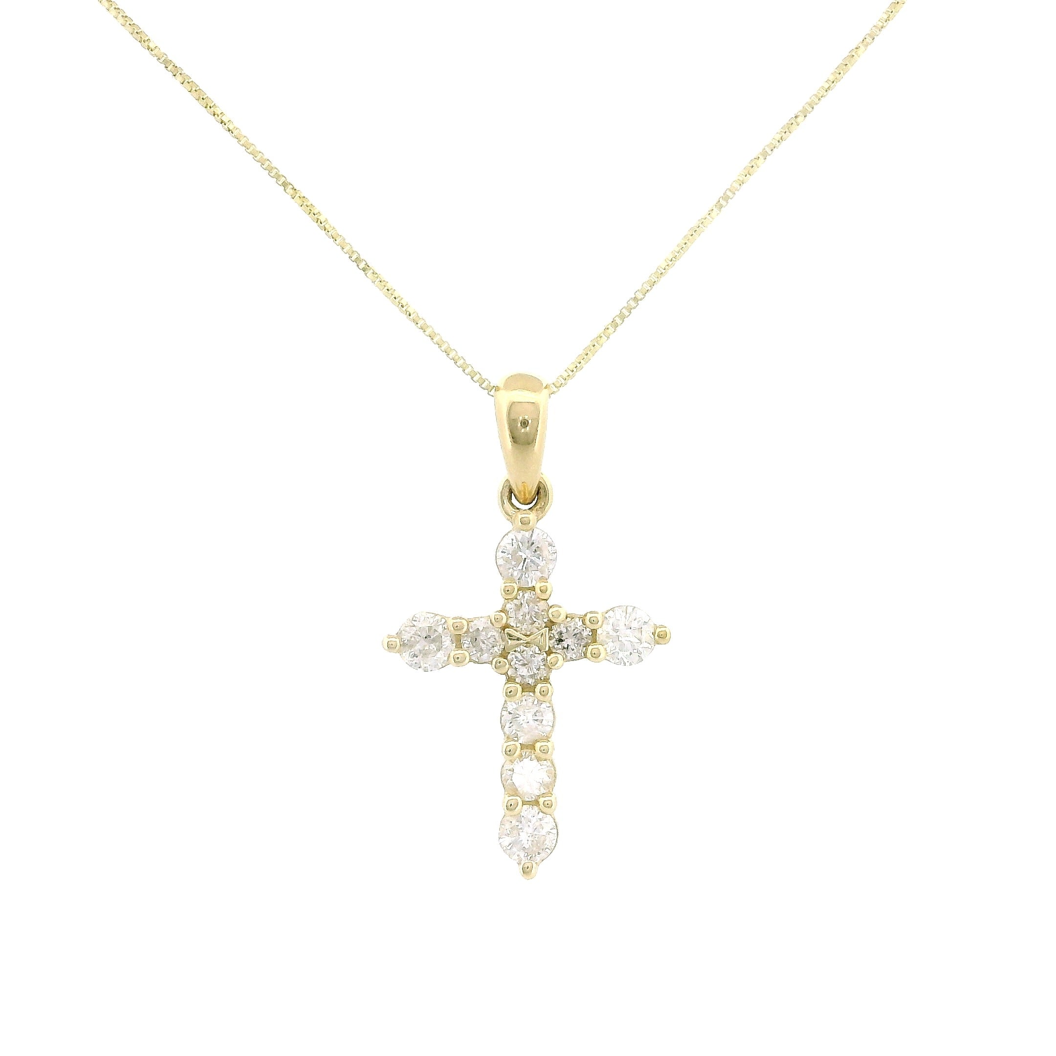 14k Gold Cross Diamond Necklace