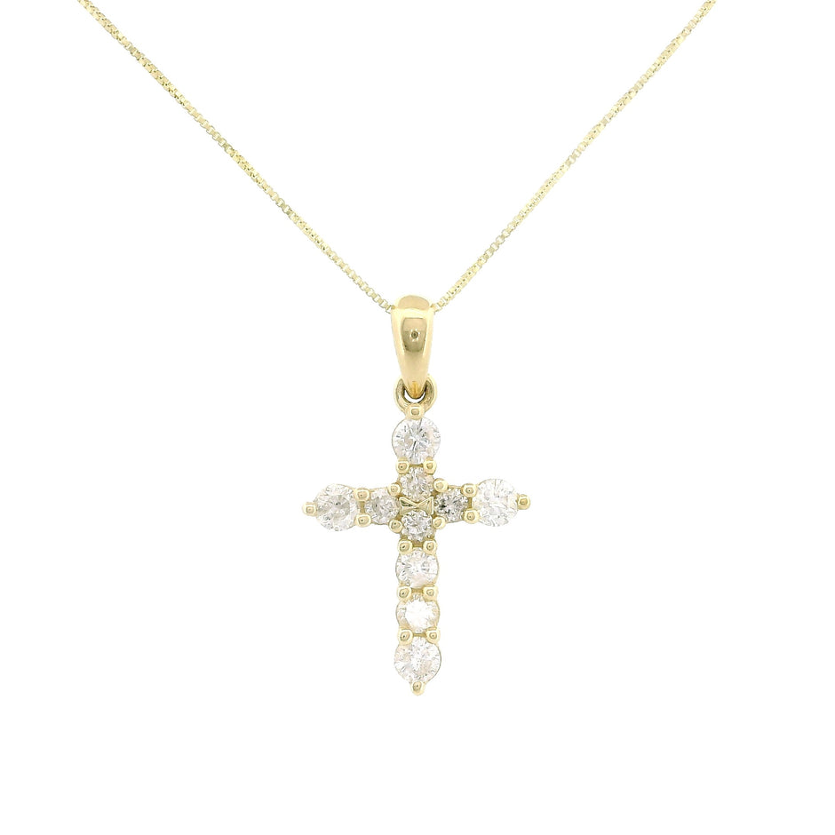 14k Gold Cross Diamond Necklace