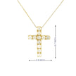 14k Gold Tiny Cross Diamond Necklace, Prong Setting