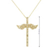 14k Yellow Gold Cross Necklace, Angel Wings Charm