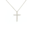 14k Gold Tiny Cross Diamond Necklace, Prong Setting