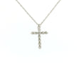 14k Gold Tiny Cross Diamond Necklace, Prong Setting