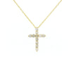 14k Gold Tiny Cross Diamond Necklace, Prong Setting