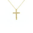 14k Gold Tiny Cross Diamond Necklace, Prong Setting