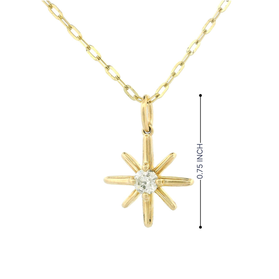 10k Gold North Star Charm Necklace