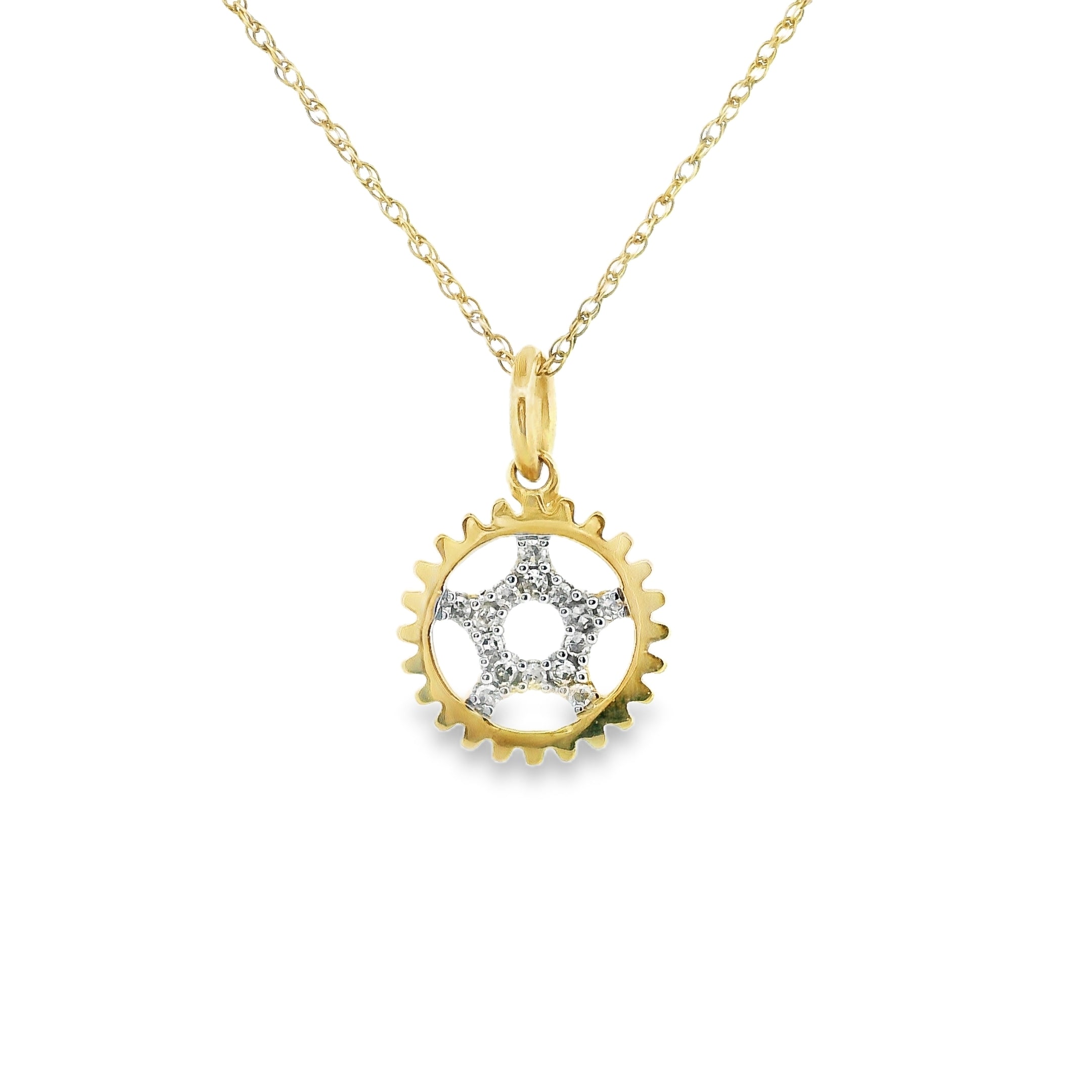 10k Gold Star Halo Charm Necklace