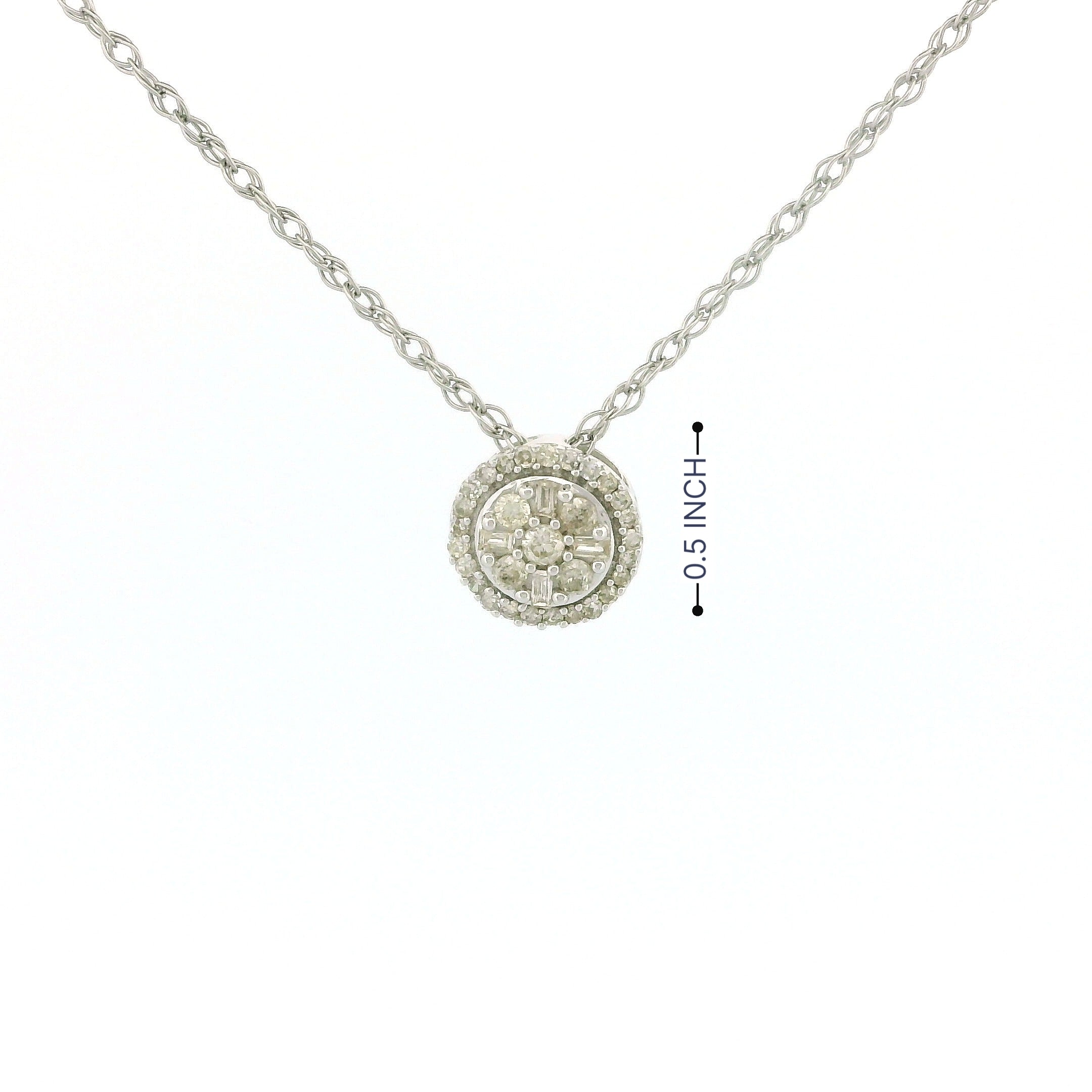 10k White Gold Halo Cluster Diamond Necklace