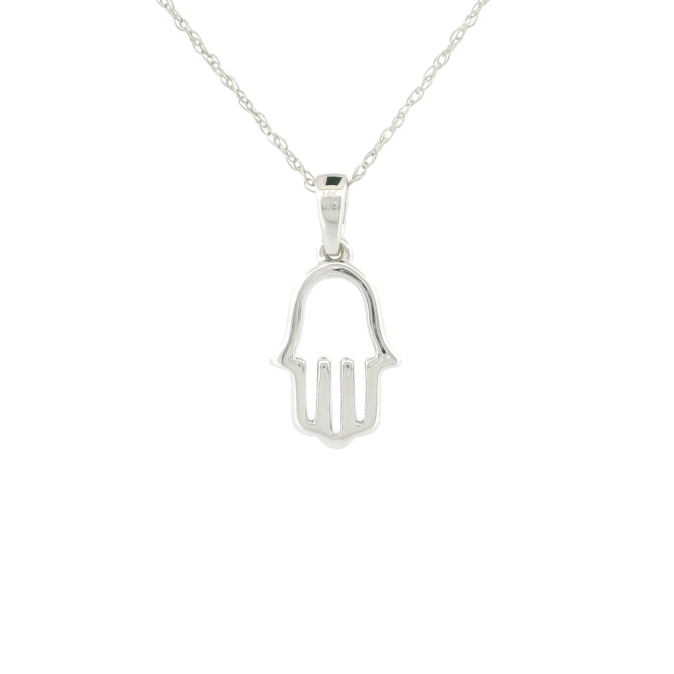 14k White Gold Hamsa Hand Necklace