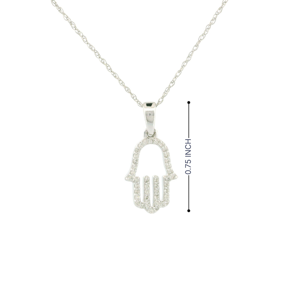 14k White Gold Hamsa Hand Necklace