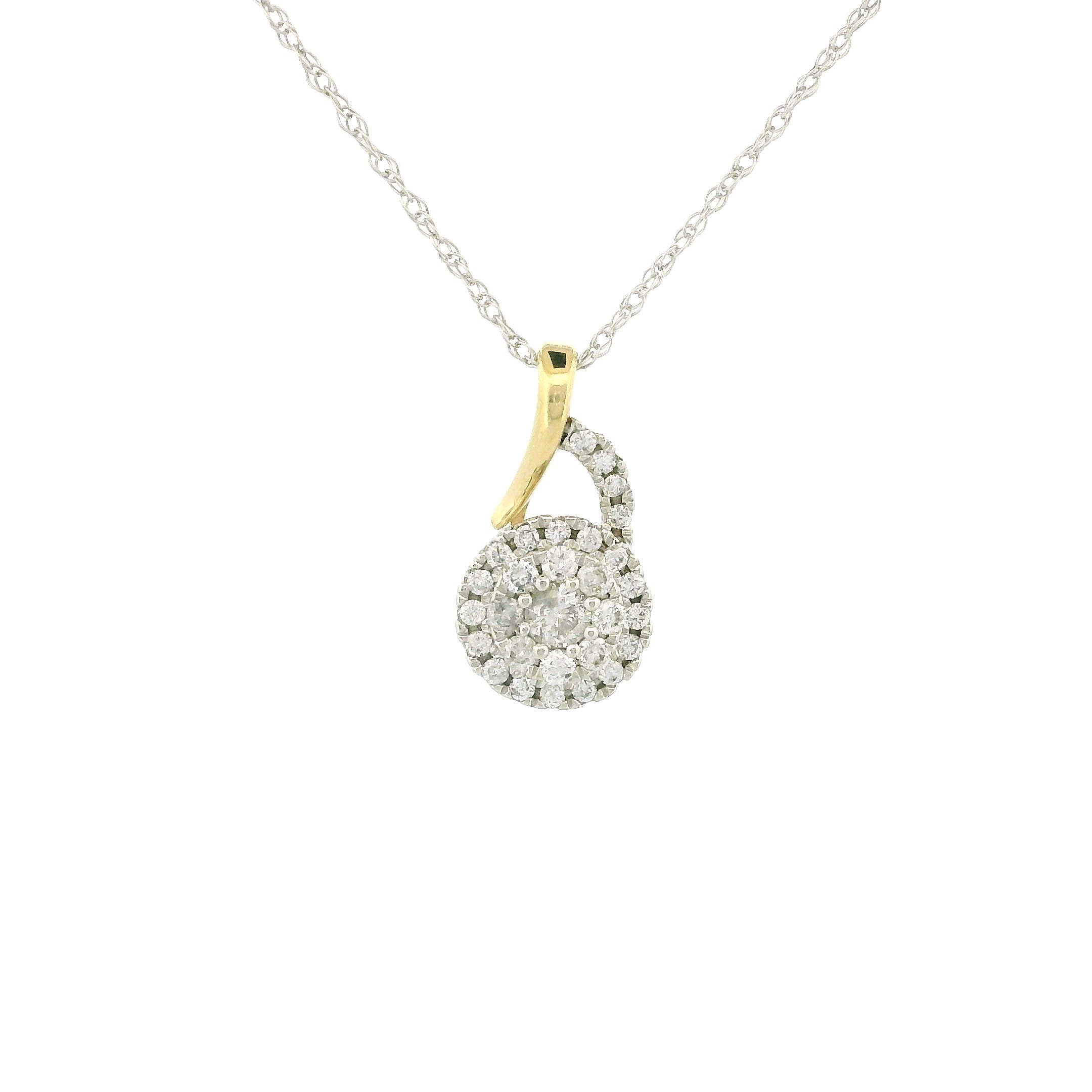 14k Gold Two Tone Round Diamond Necklace