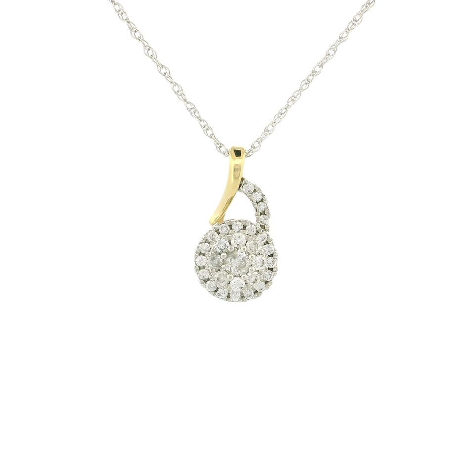 14k Gold Two Tone Round Diamond Necklace