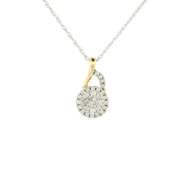 14k Gold Two Tone Round Diamond Necklace