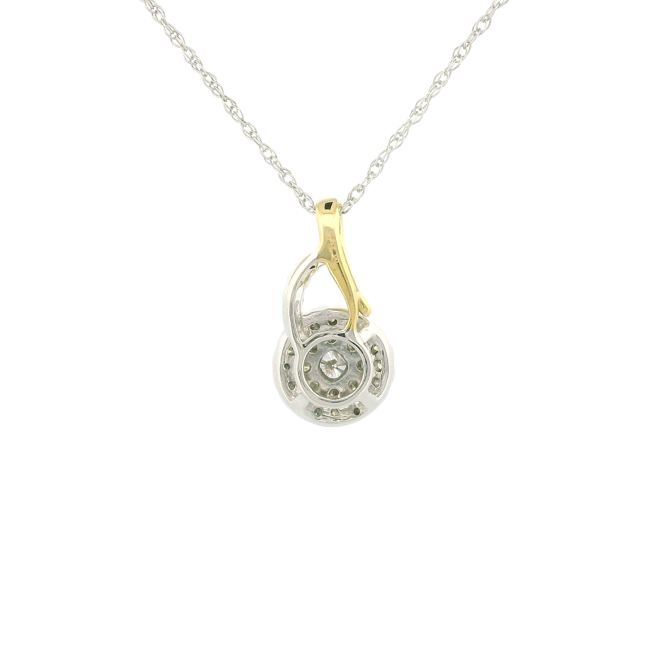 14k Gold Two Tone Round Diamond Necklace