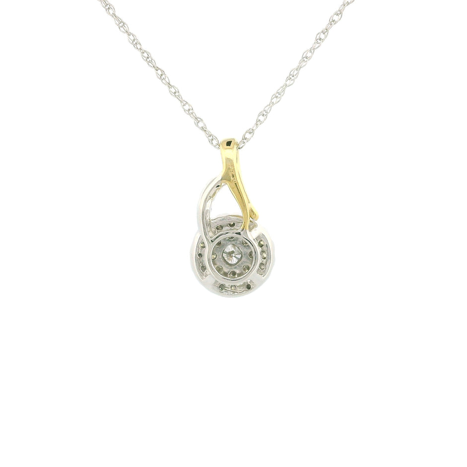 14k Gold Two Tone Round Diamond Necklace