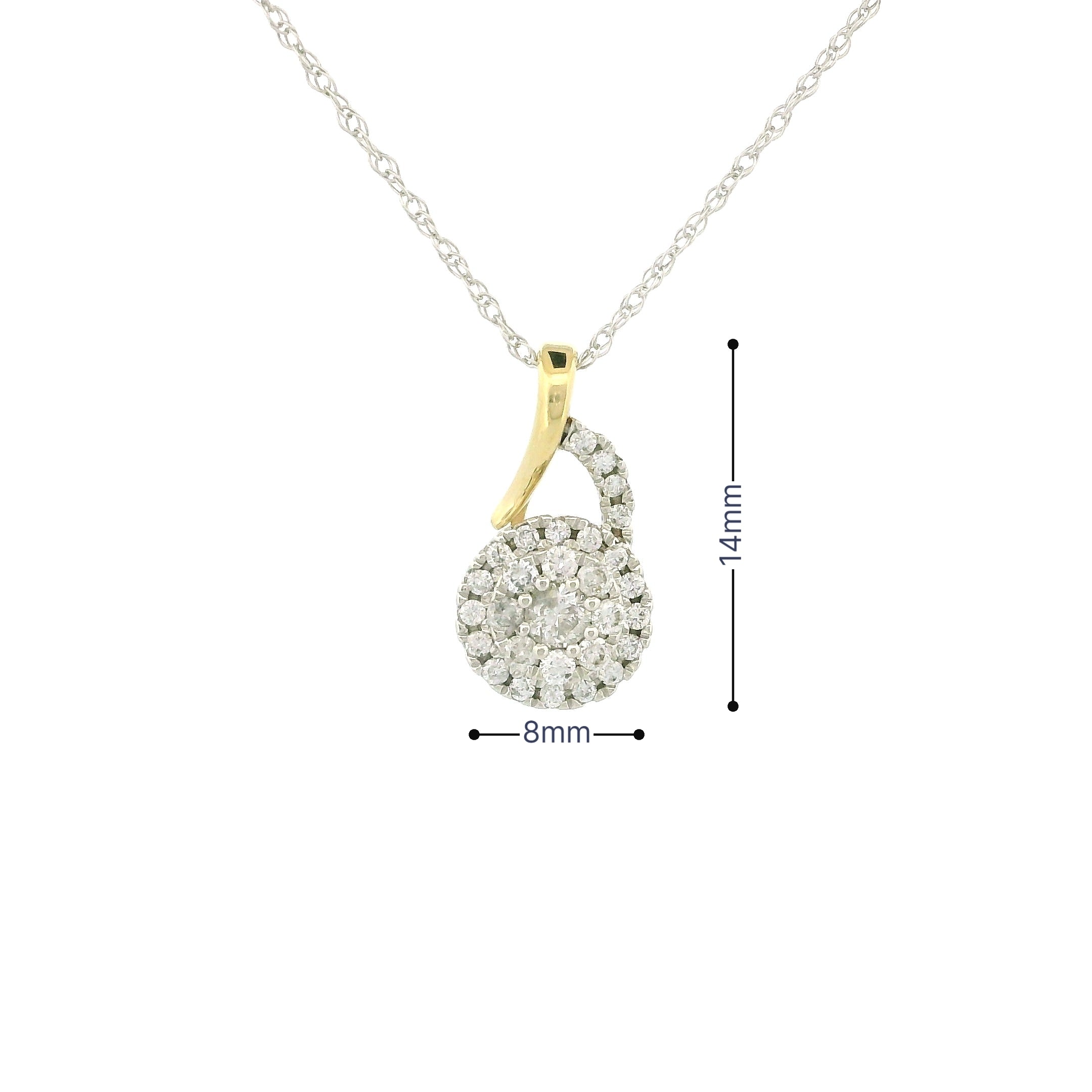 14k Gold Two Tone Round Diamond Necklace