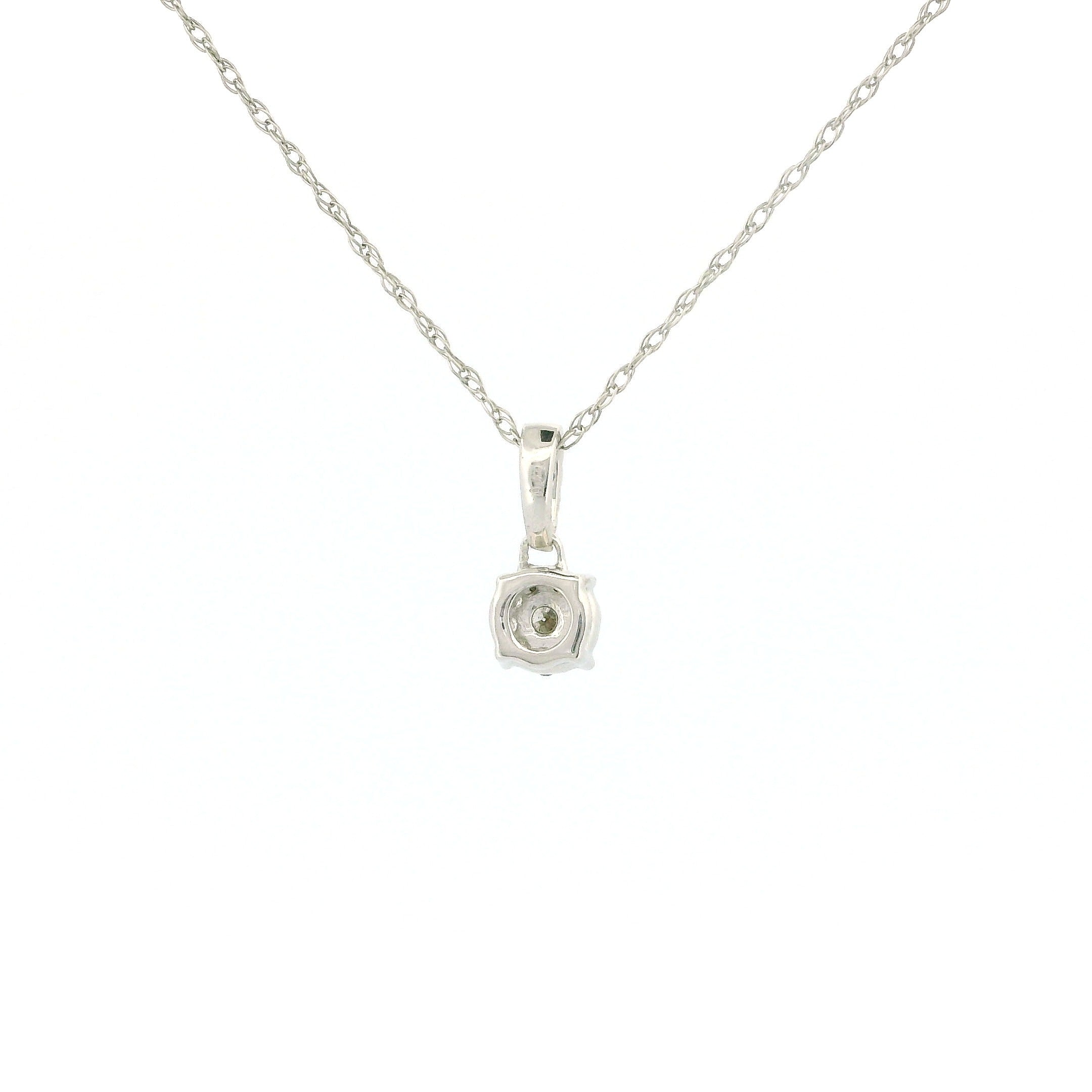 14k Gold Round Cluster Diamond Necklace