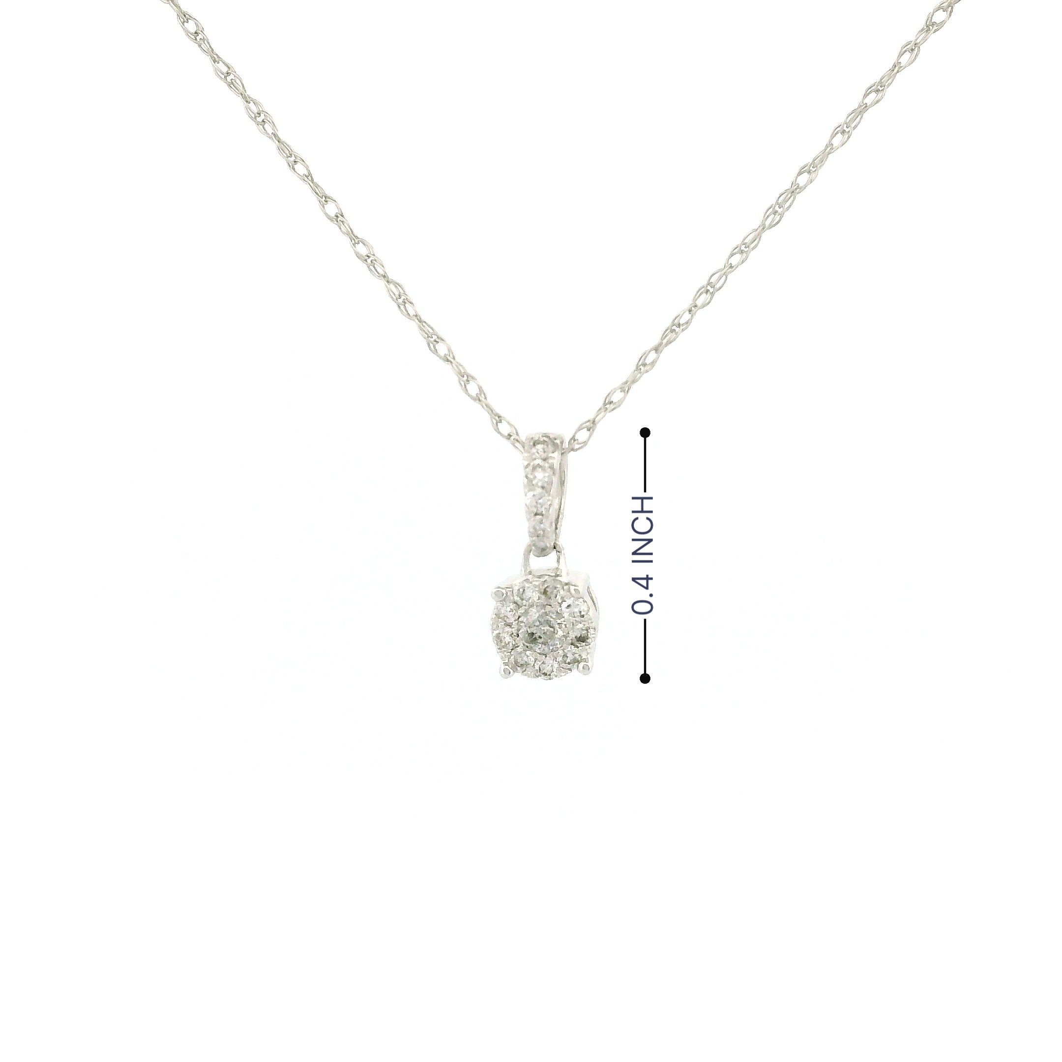 14k Gold Round Cluster Diamond Necklace