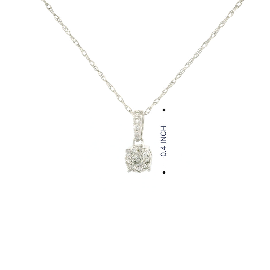 14k Gold Round Cluster Diamond Necklace