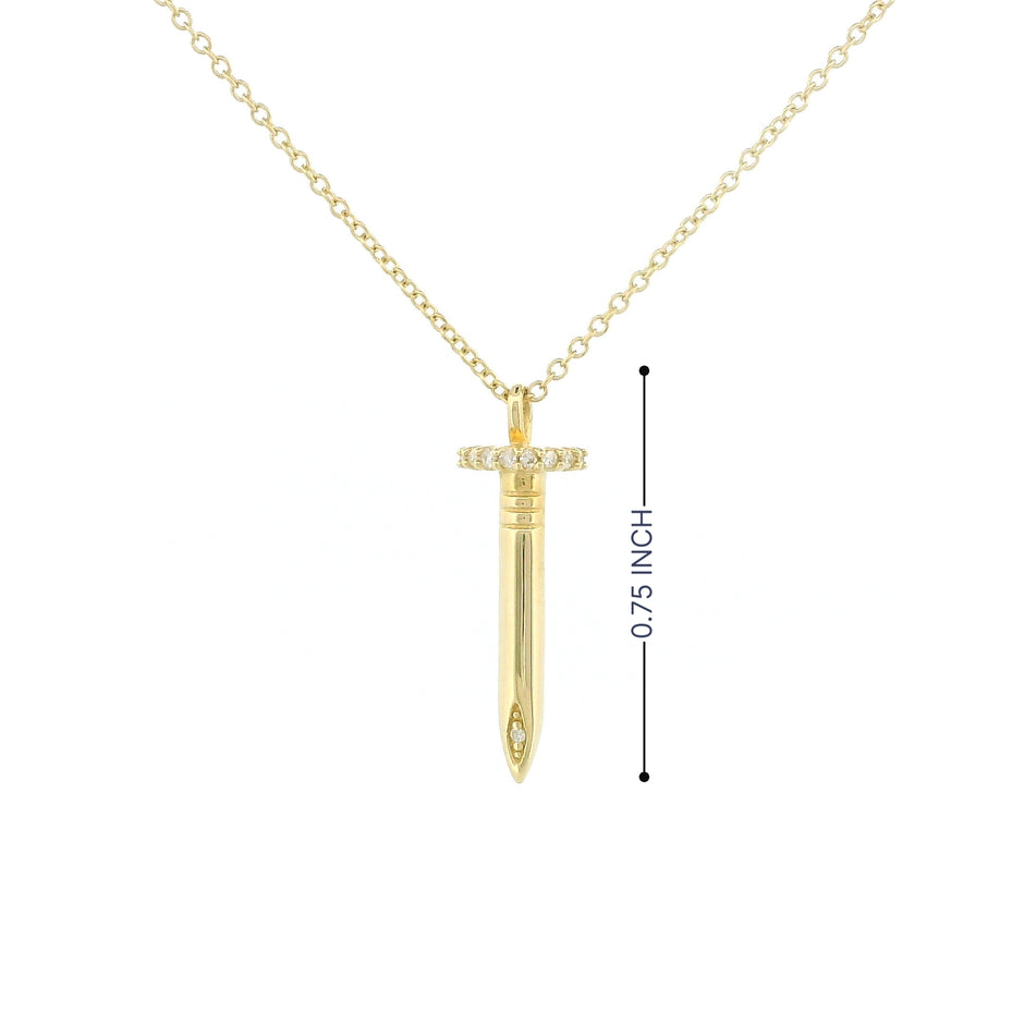 14k Gold Nail Diamond Necklace