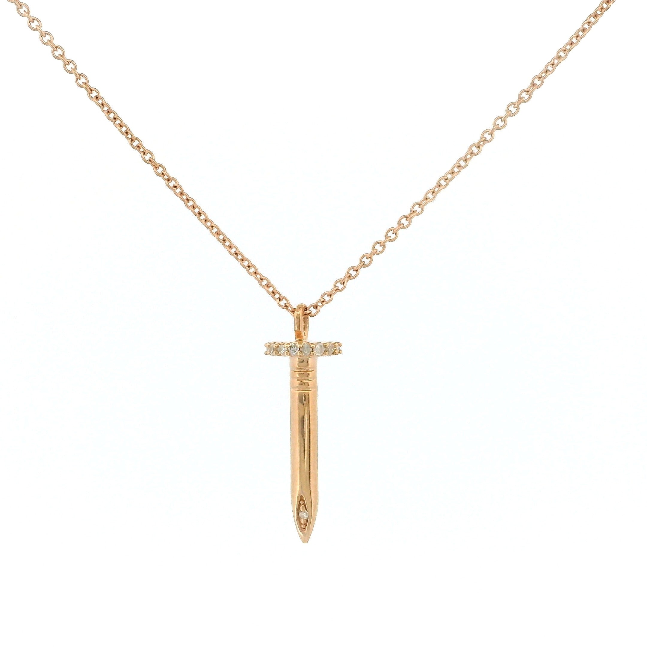 14k Gold Nail Diamond Necklace