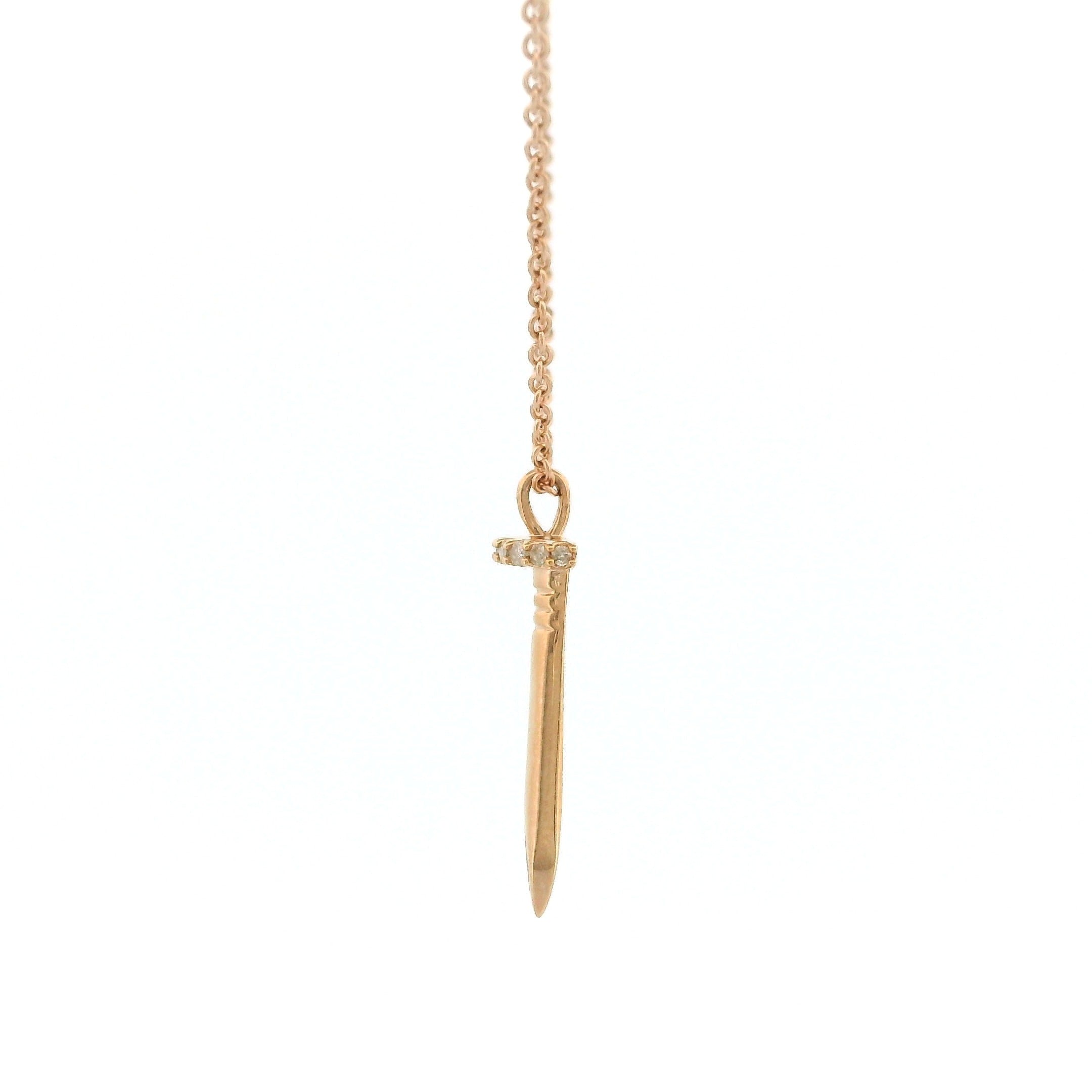 14k Gold Nail Diamond Necklace