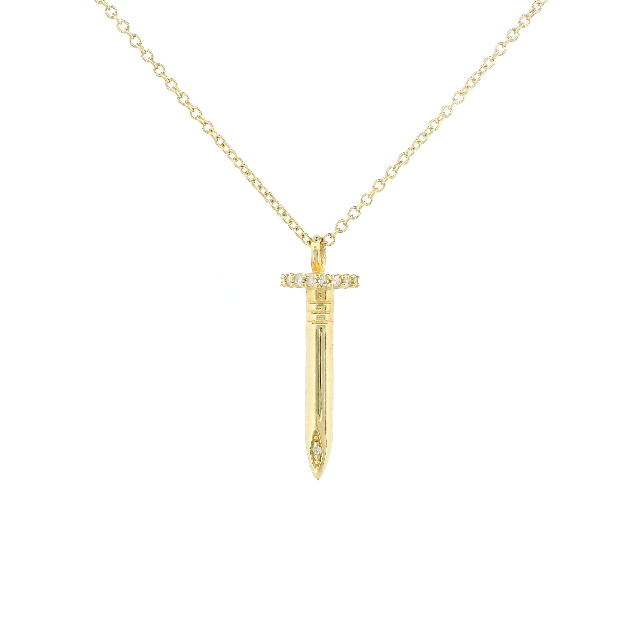 14k Gold Nail Diamond Necklace