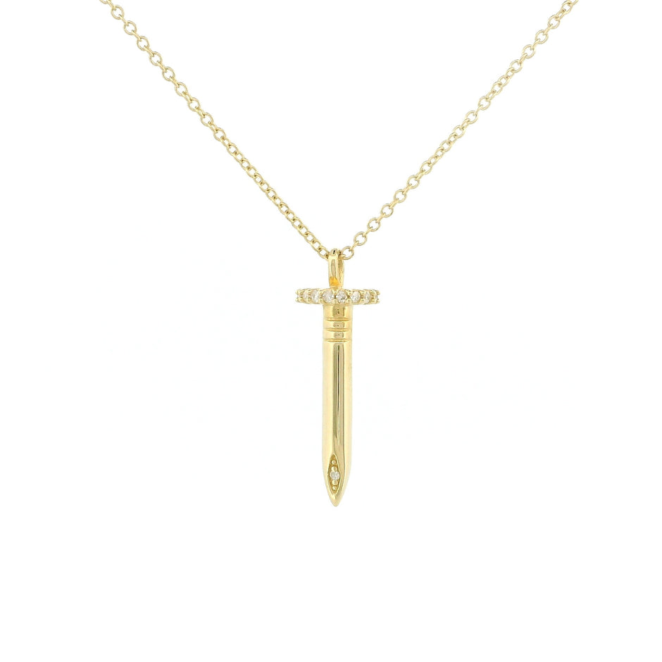 14k Gold Nail Diamond Necklace