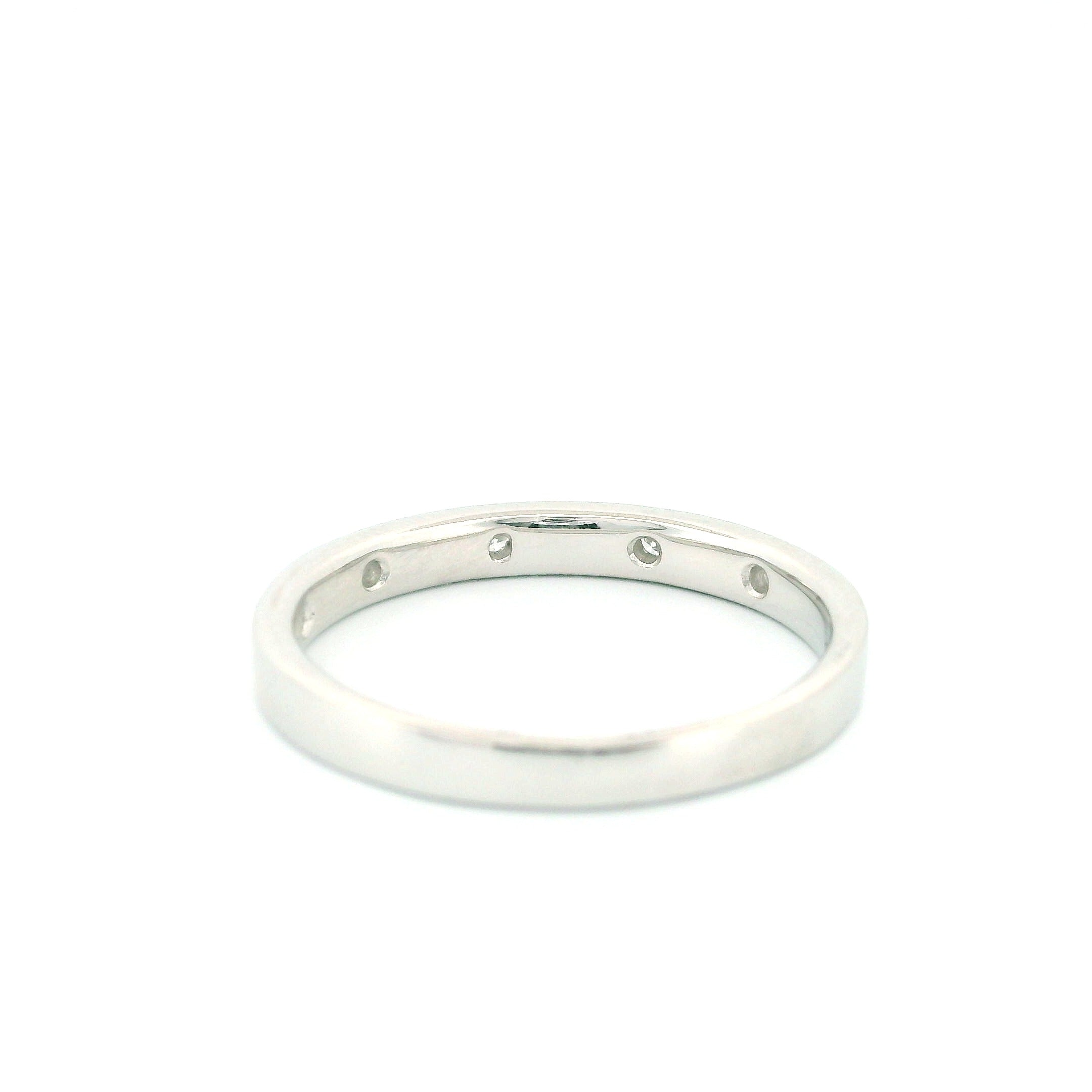 14k Gold Band Ring with Diamonds, Star Carving Design