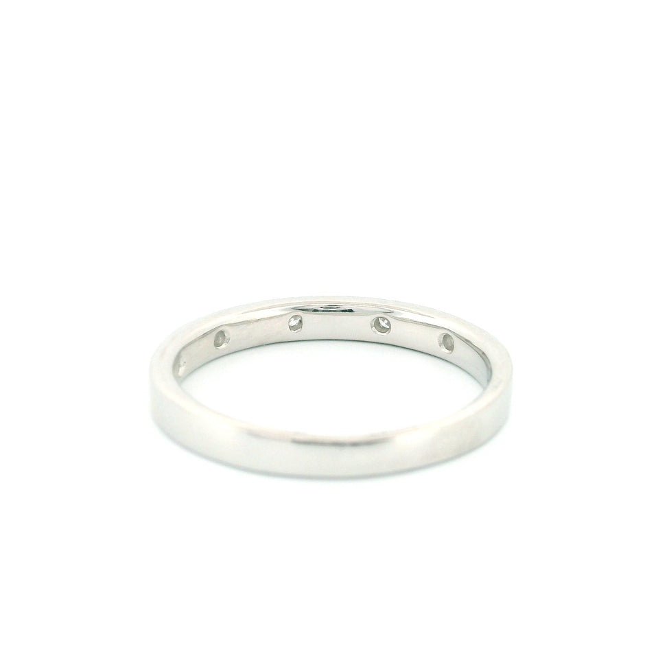 14k Gold Band Ring with Diamonds, Star Carving Design