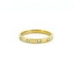 14k Gold Band Ring with Diamonds, Star Carving Design