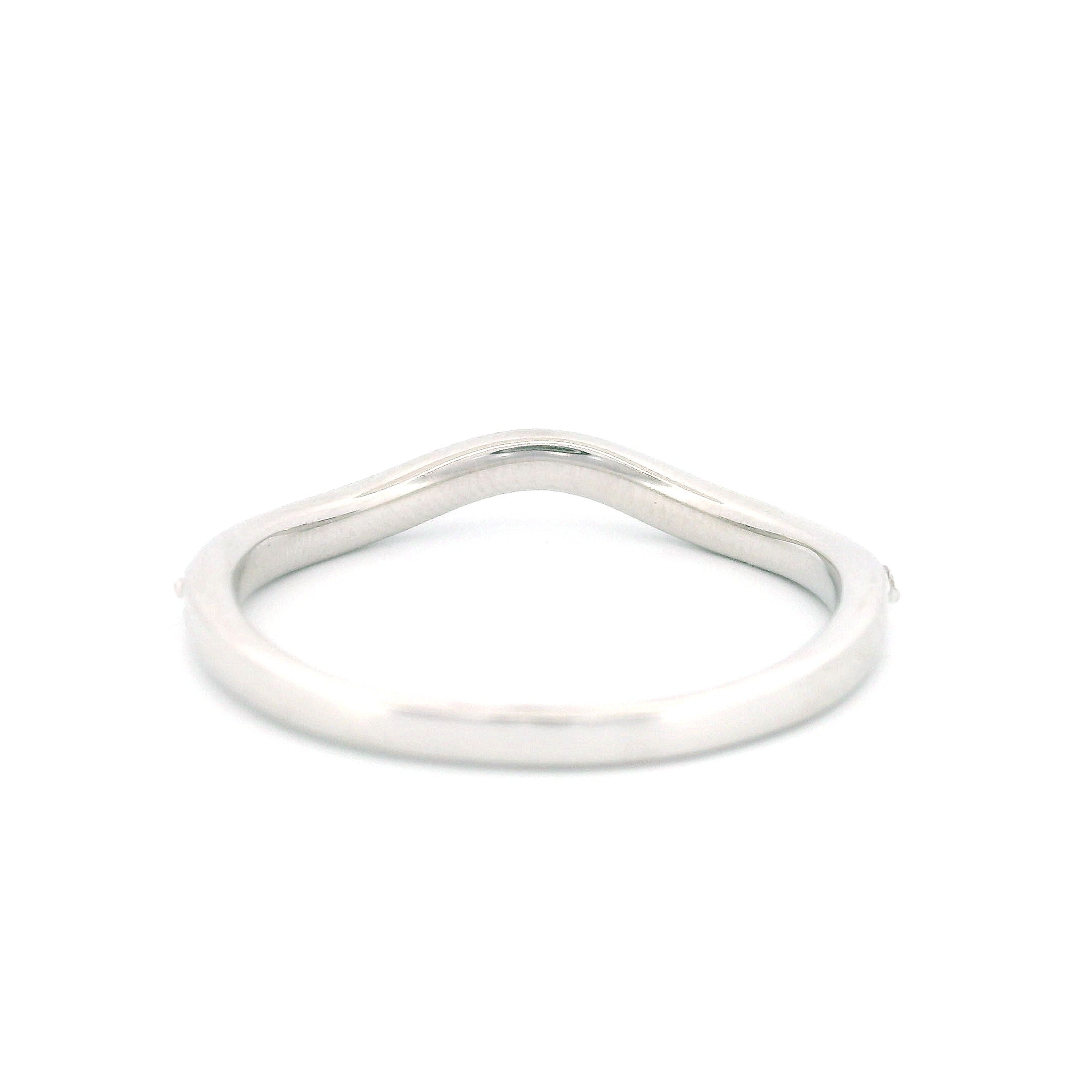 14K White Gold Curved Band Ring with 9 Diamonds
