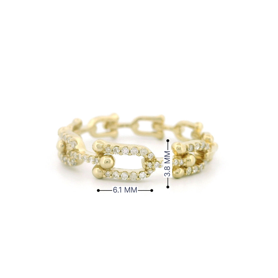 14k Gold Paper Clip Infinity Ring with Front Diamond