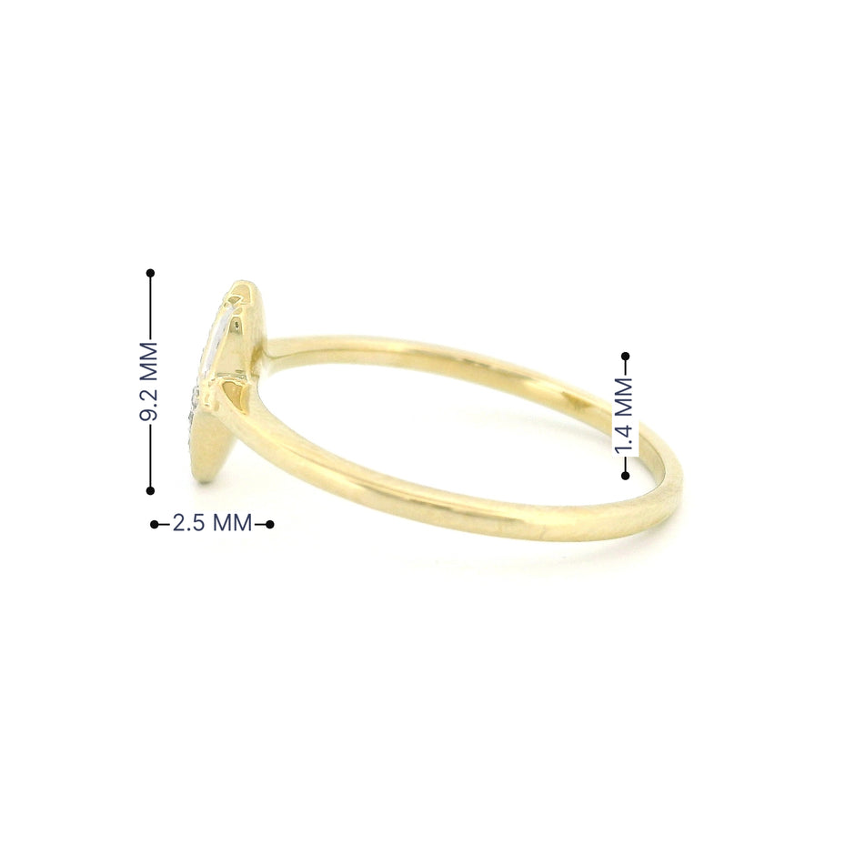 14k Gold Hamsa Hand Diamond Ring