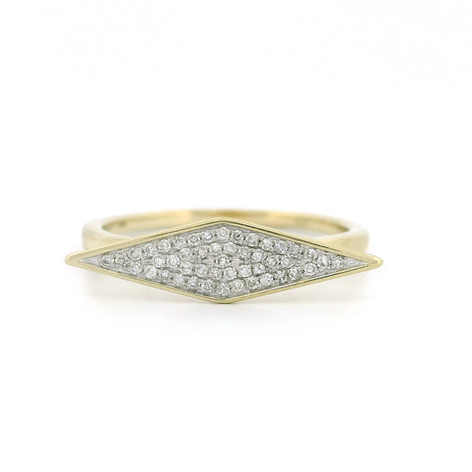 14k Gold Horizontal Rhombus Diamond Ring