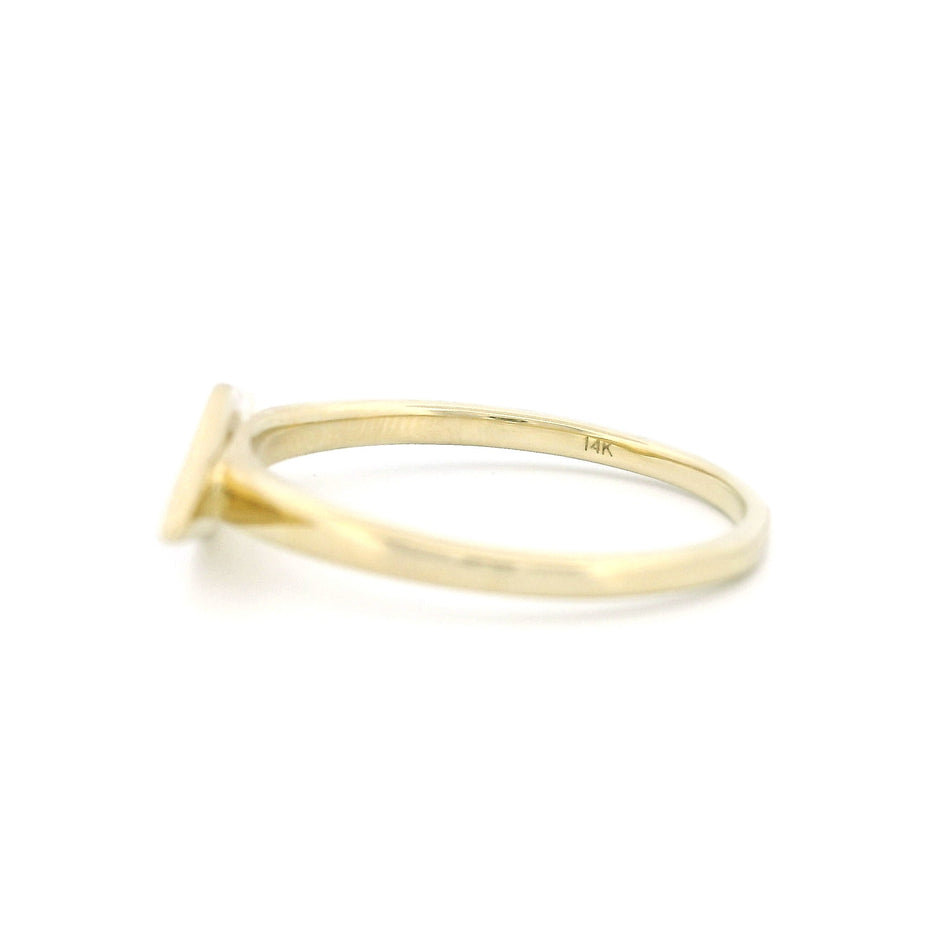 14k Gold Horizontal Rhombus Diamond Ring