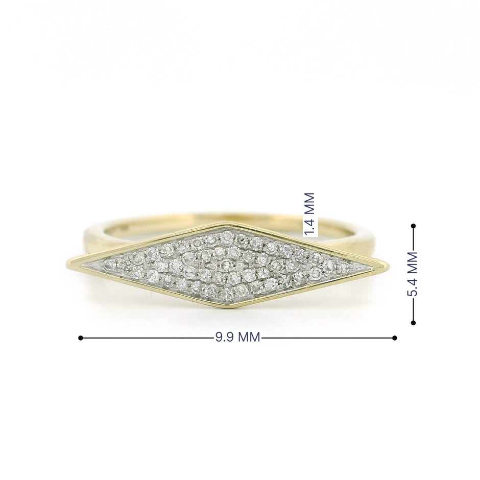 14k Gold Horizontal Rhombus Diamond Ring