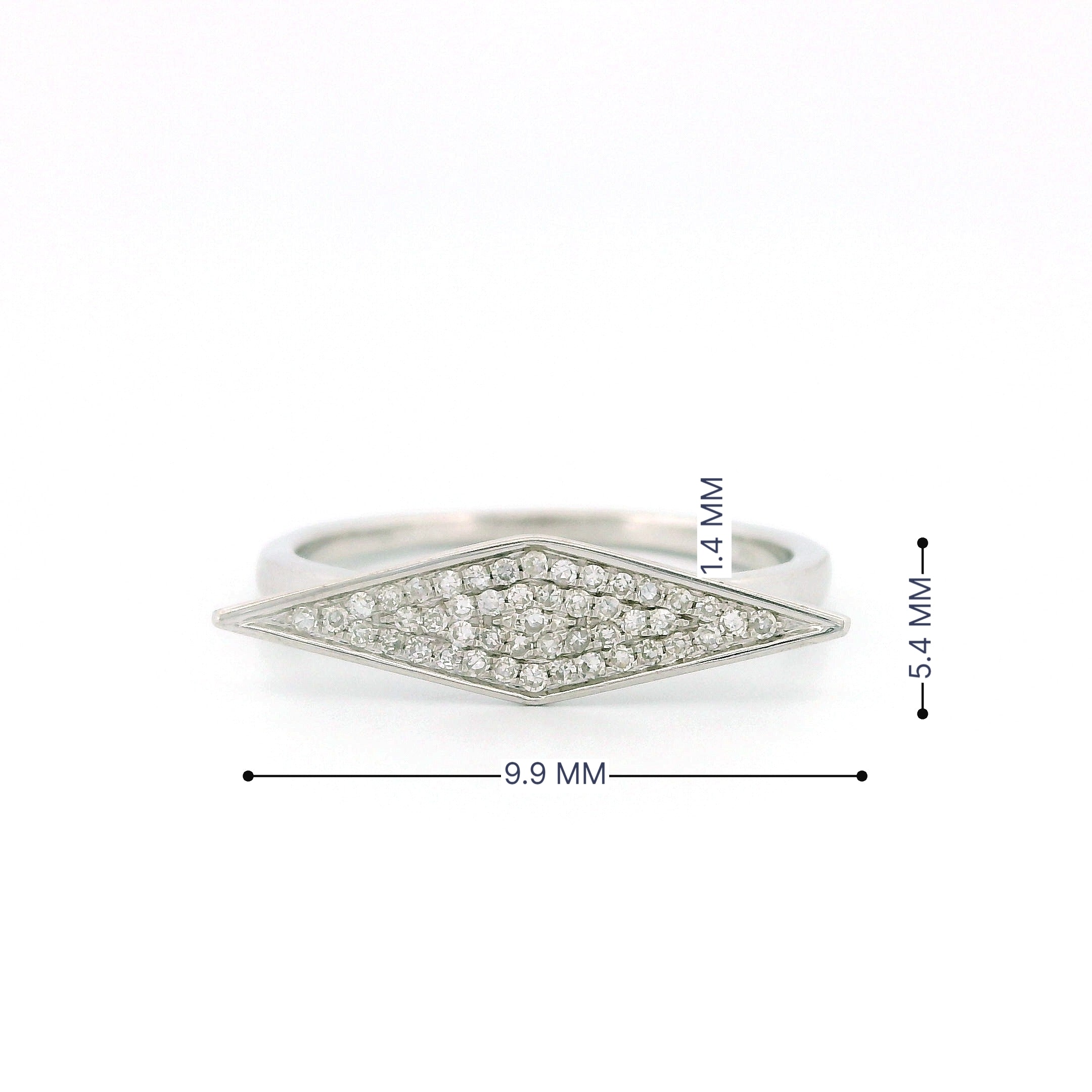 14k Gold Horizontal Rhombus Diamond Ring