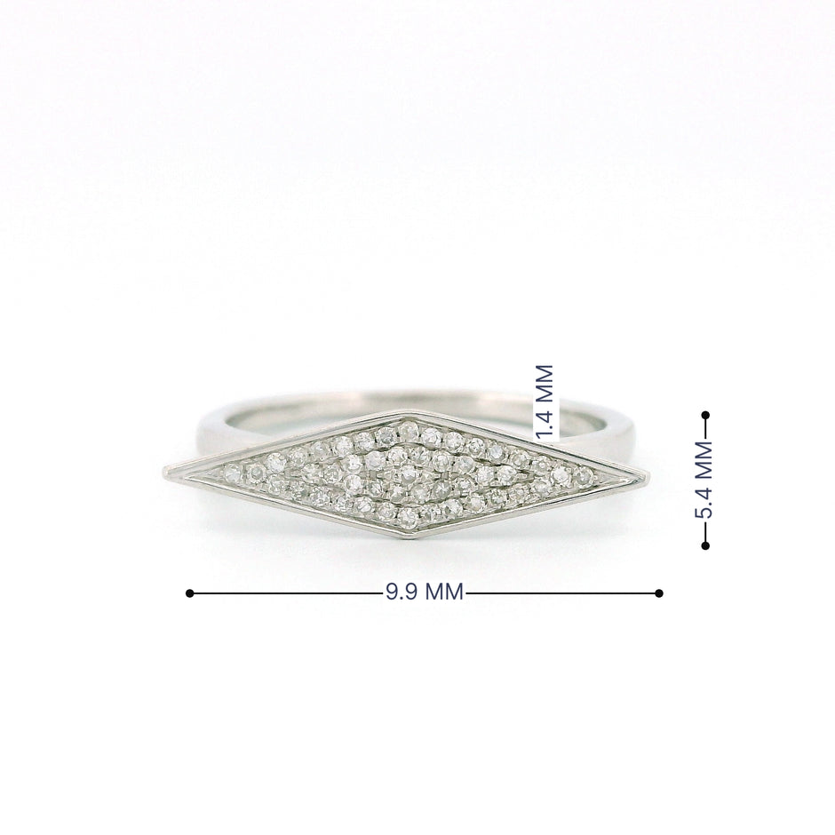 14k Gold Horizontal Rhombus Diamond Ring