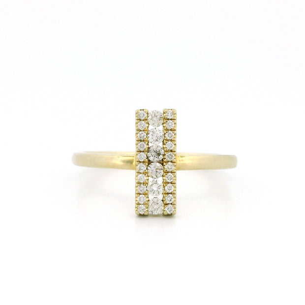 14k Gold Vertical Line Diamond Cluster Ring