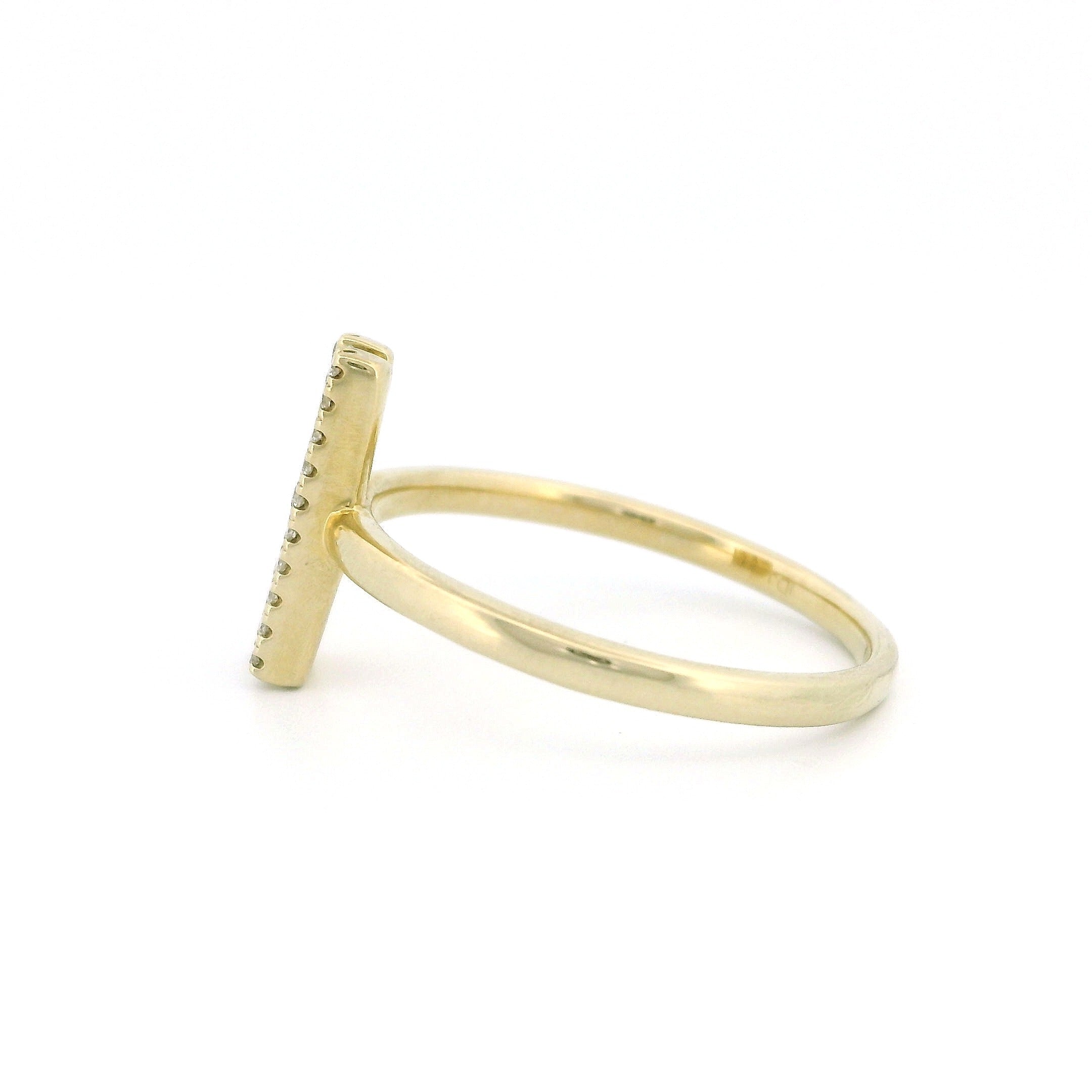 14k Gold Vertical Line Diamond Cluster Ring