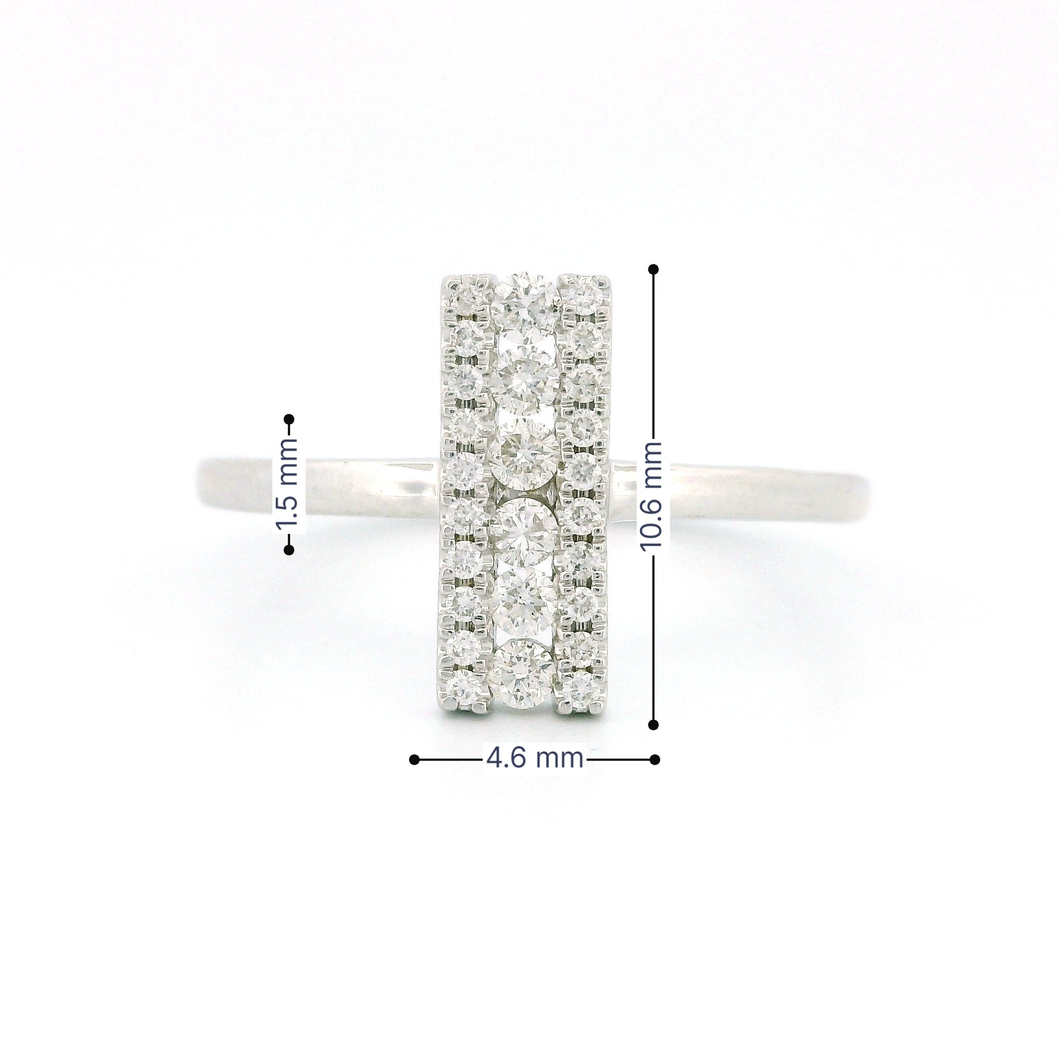 14k Gold Vertical Line Diamond Cluster Ring