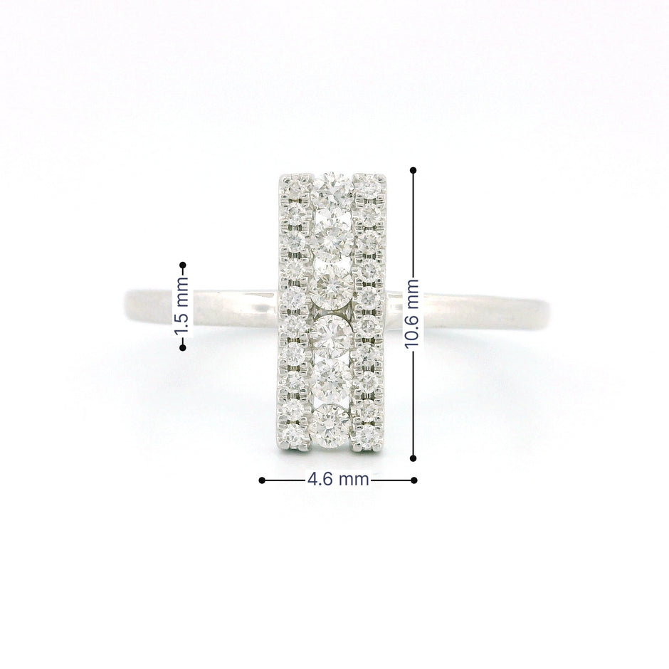 14k Gold Vertical Line Diamond Cluster Ring