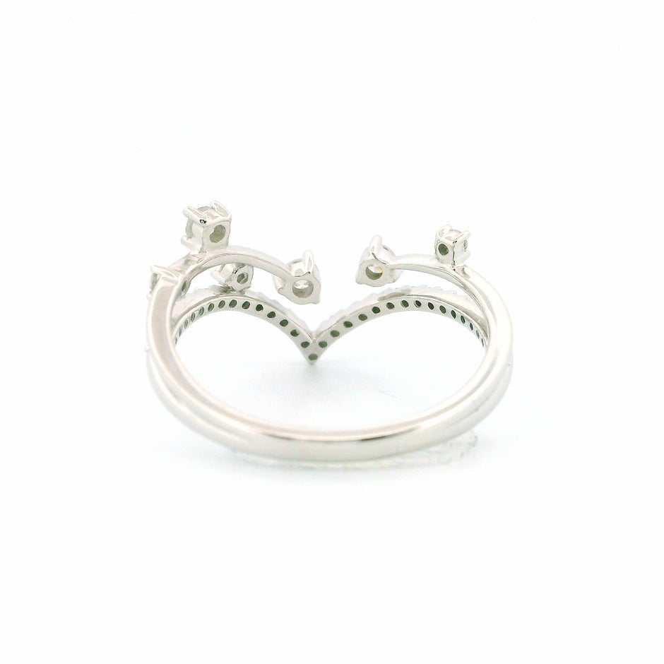 14K White Gold Diamond Chevron Wedding Ring